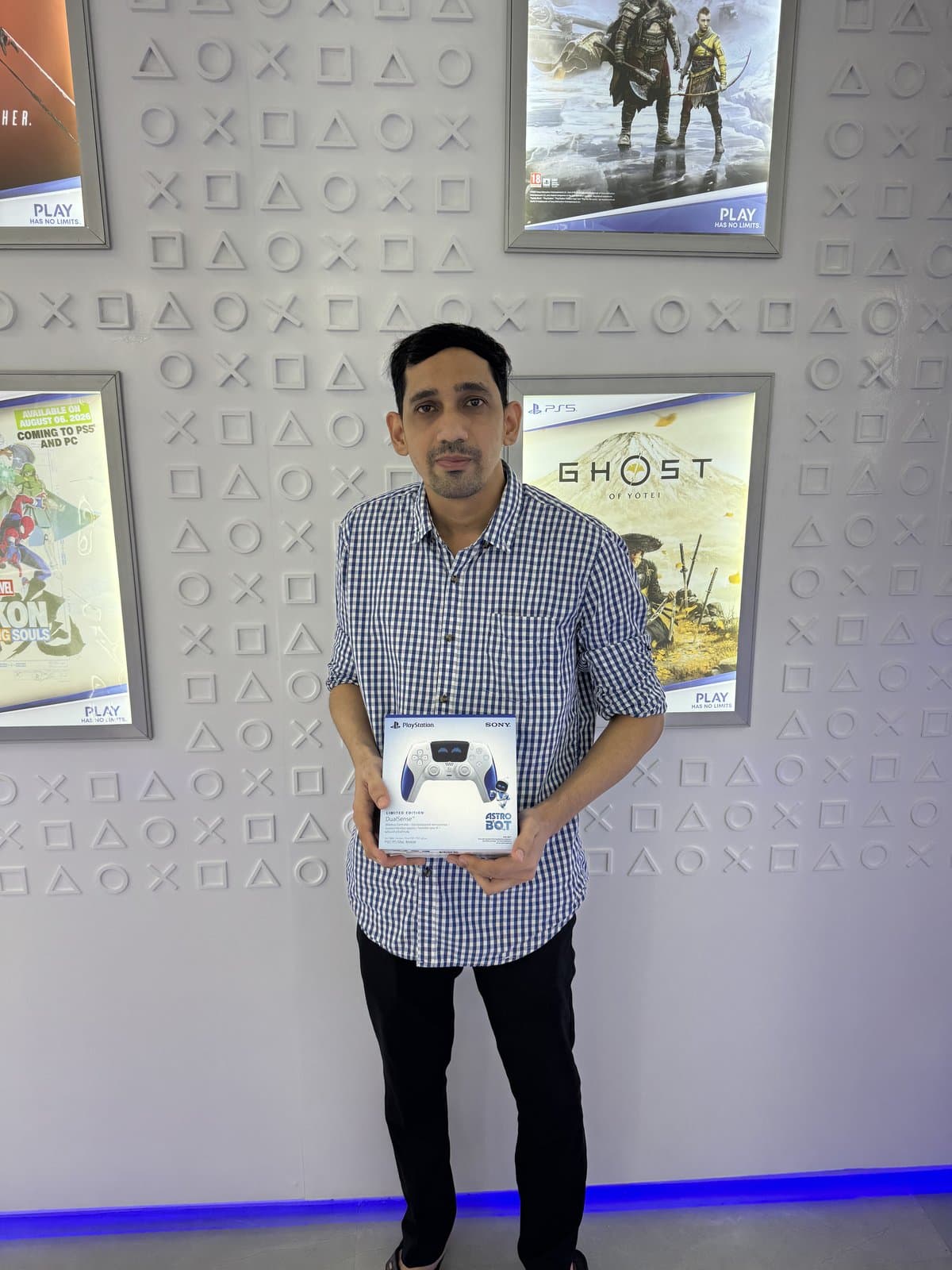 Aarush couldn't resist the Astro Bot DualSense