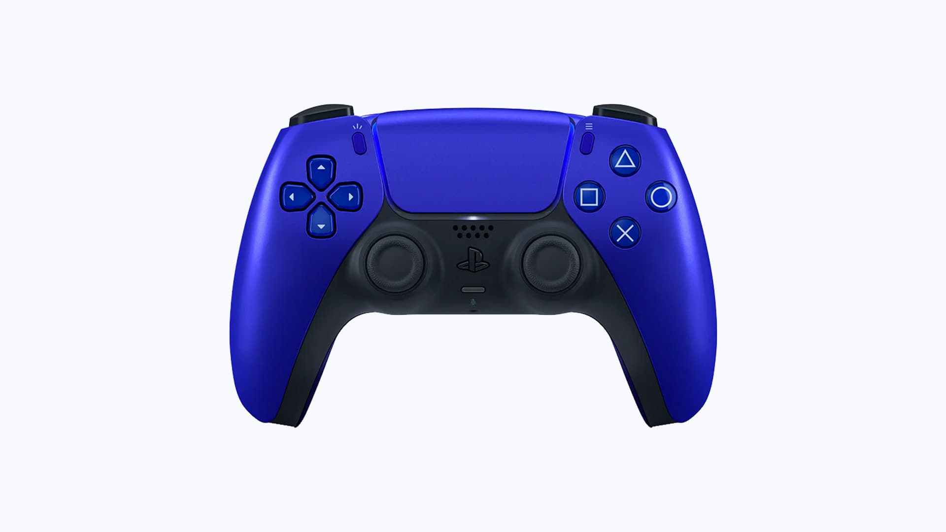 DualSense Cobalt Blue PS5 controller front view – Deep Earth collection