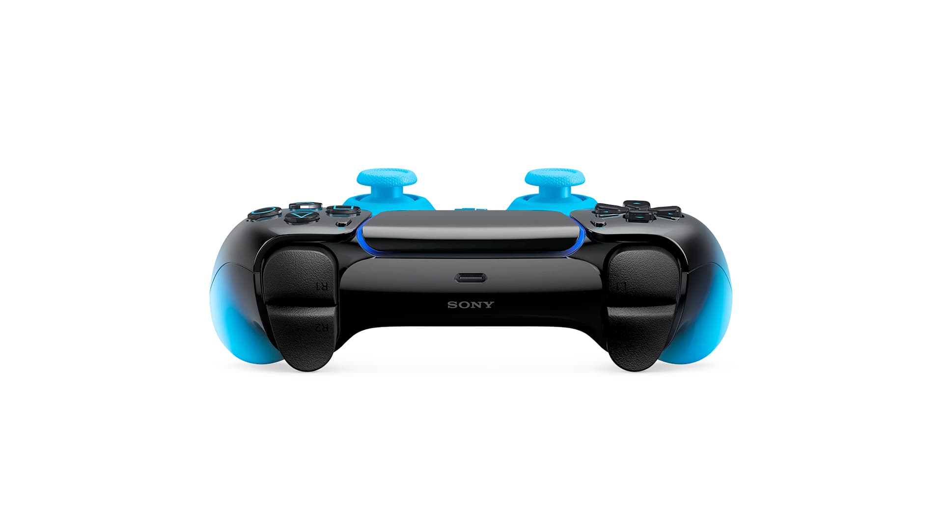 DualSense Rythm Blue PS5 controller ergonomic grip detail