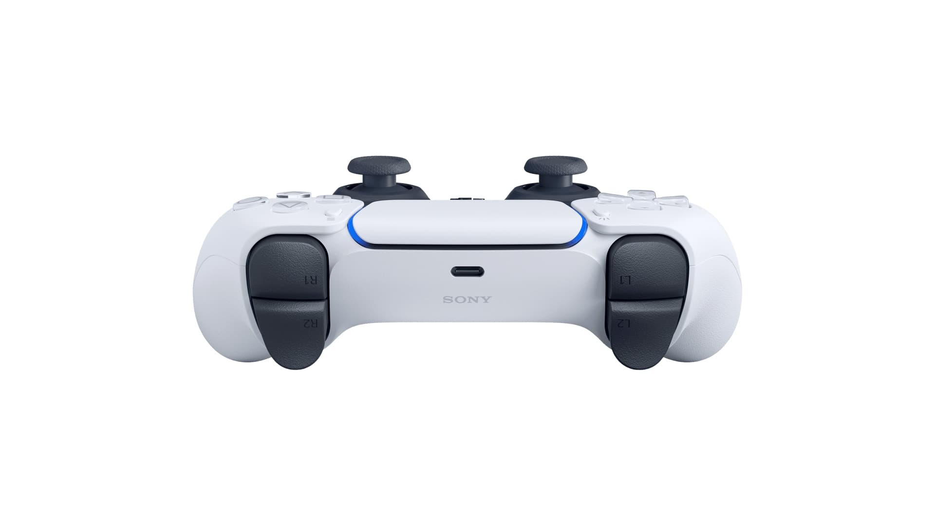 DualSense White PS5 controller top view – L1 R1 triggers