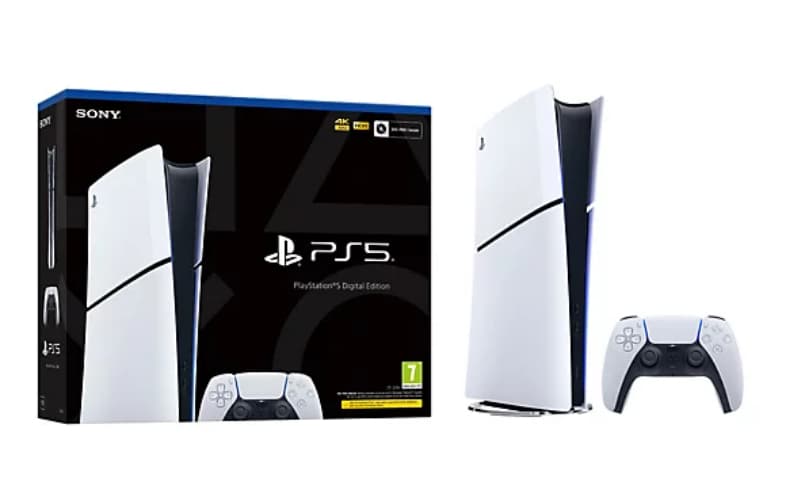PS5 Slim Digital Edition box contents – console, DualSense, cables