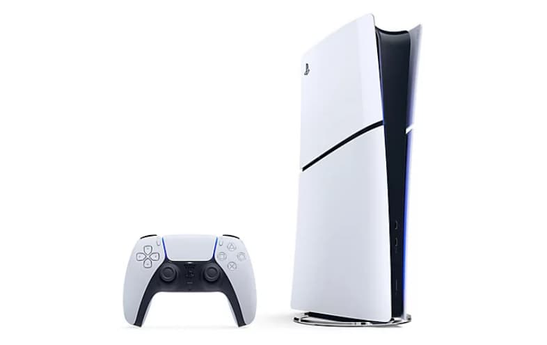 PS5 Slim Digital Edition with white DualSense wireless controller