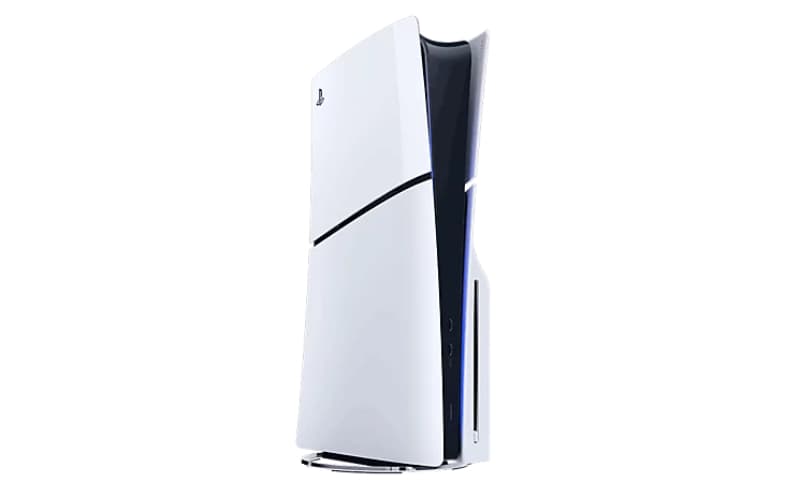 PS5 Slim Disc Edition side angle view – slim PlayStation 5 console